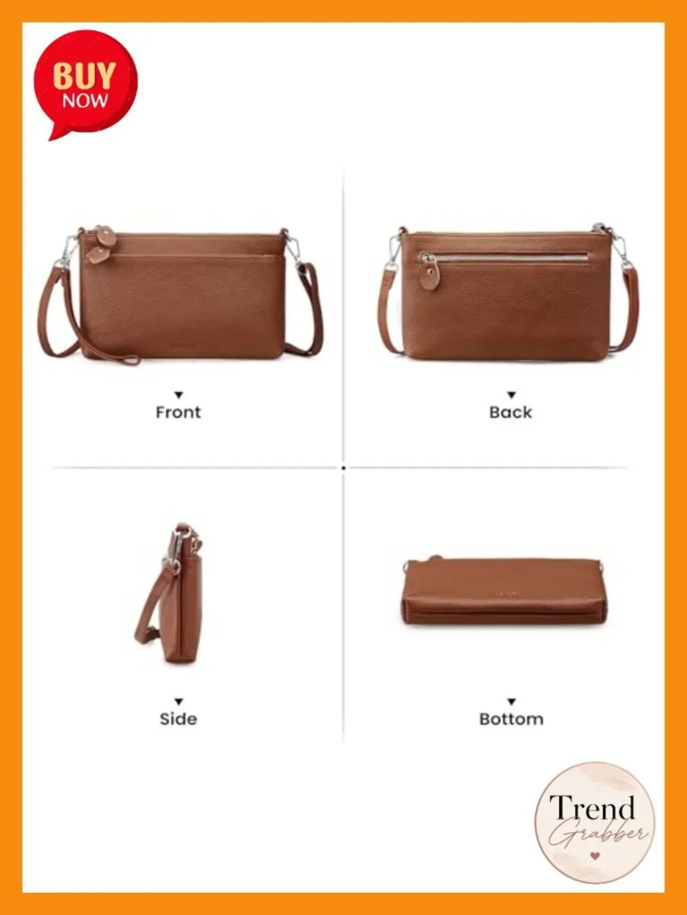 Genuine Leather Wristlet Clutch Wallet with RFID Blocking, Small Crossbody Bag
